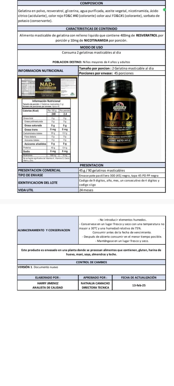 NAD+RESVERATROL X 90 GELATINAS MASTICABLES - Image 3