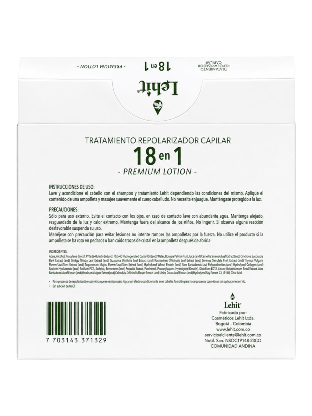 Tratamiento Repolarizador 18 En 1 Lehit Ampolleta 13 ml - Image 2