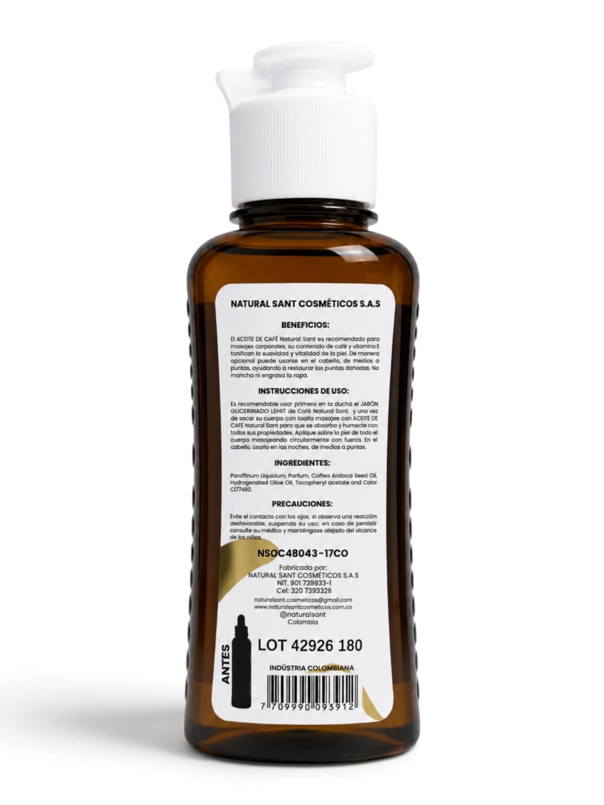 Aceite Corporal Y Capilar De Café Y Aceite De Oliva x 120 ml - Natural Sant - Image 2
