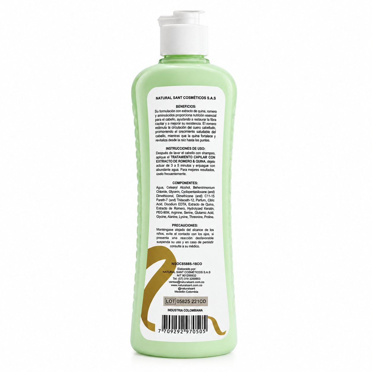 TRATAMIENTO CAPILAR DE ROMERO Y QUINA 500ml - NATURAL SANT - Image 2