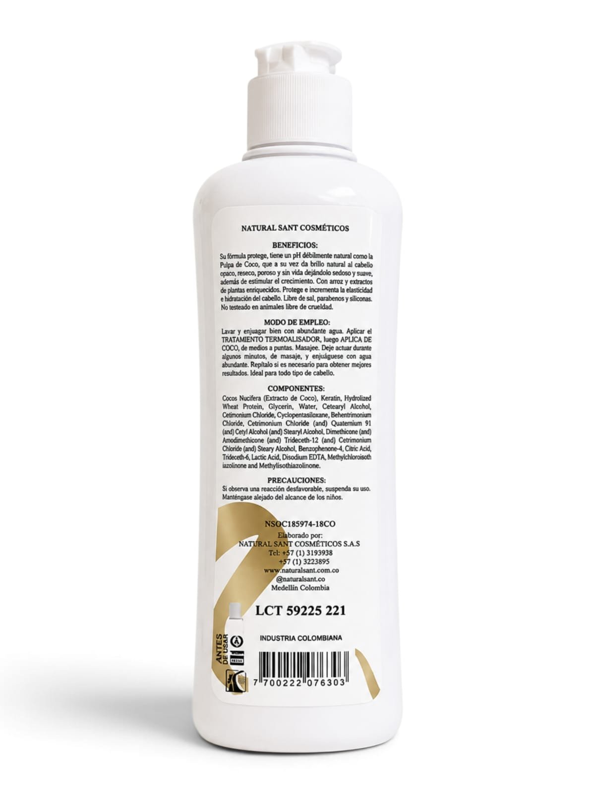 Termo alisador Pulpa De Coco 250 ml - Natural Sant - Image 3