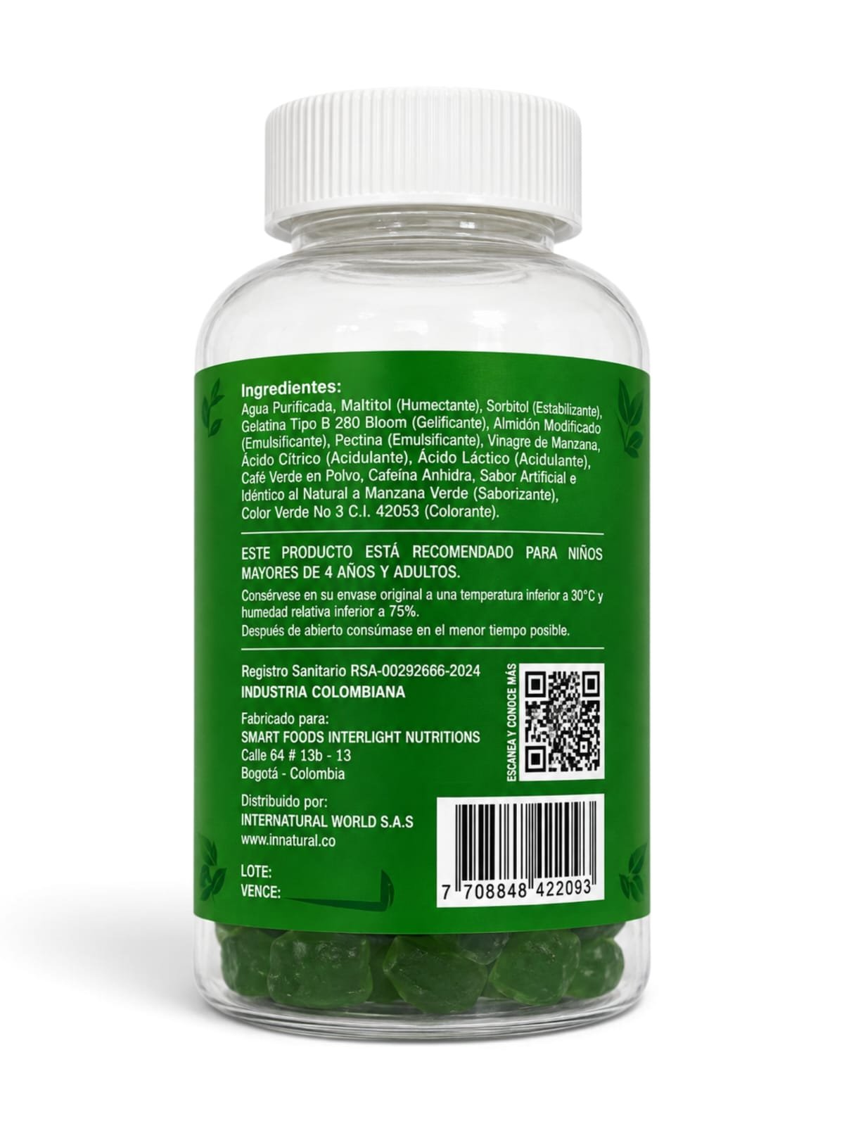 Gomas De Vinagre De Manzana Con Alcachofa Y Cafeina 6O Gomas Healgum - Image 3