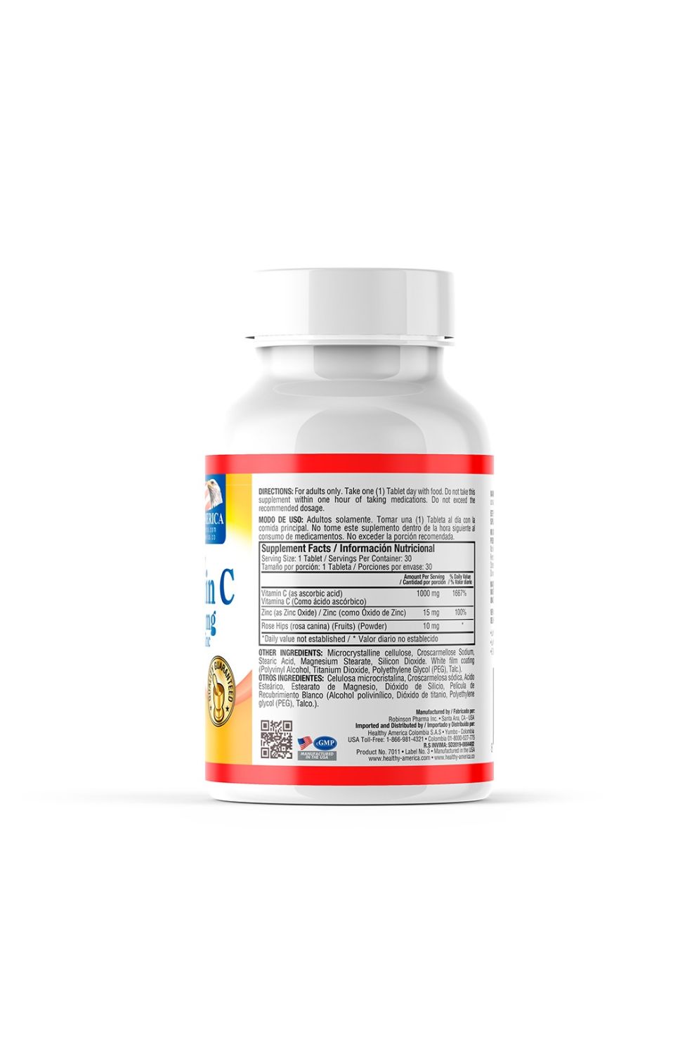 VITAMINA C + ZINC 1.000mg X100 Tab - HEALTHY AMERICA - Image 3